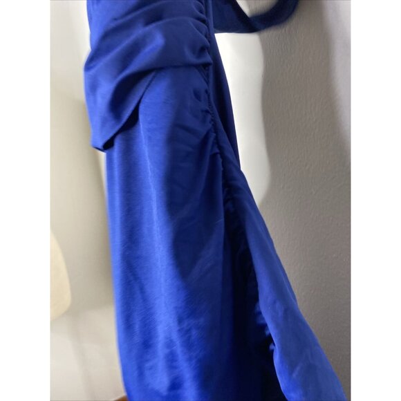 Ralph Lauren Swimsuit Sz 14 Blue One Piece Swim Ruched Side V Neck Padded Bra - Picture 4 of 6